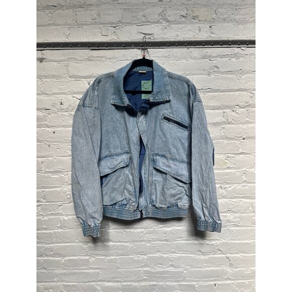 80s Levi’s Denim Bomber Jacket Size XL - Picture 8 of 10
